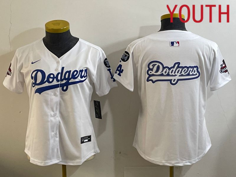 Youth Los Angeles Dodgers Blank White Game 2024 Nike MLB Jersey style 12094->youth mlb jersey->Youth Jersey